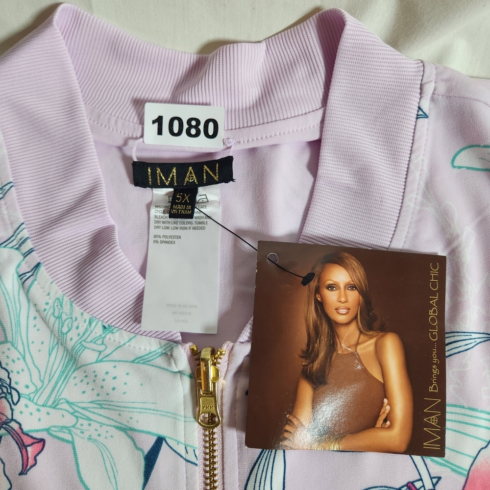 IMAN Womans 5X Reversible Soft Pink With Floral Stretch Jacket - Picture 6 of 11